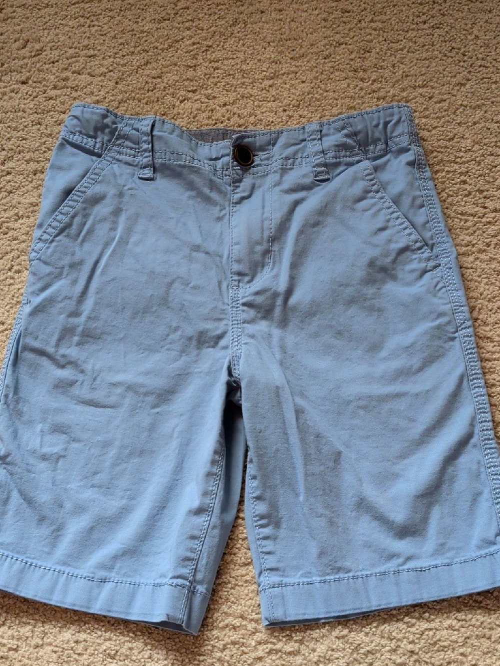 Boys' Sky Blue Flat-Front Shorts